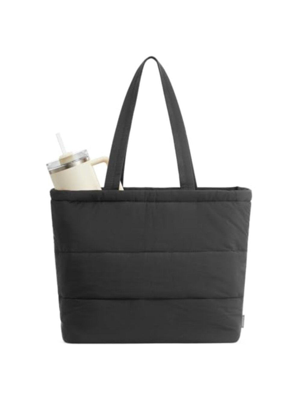 Puffer Tote Bag for Women Lightweight Nylon Laptop Work Travel Gym